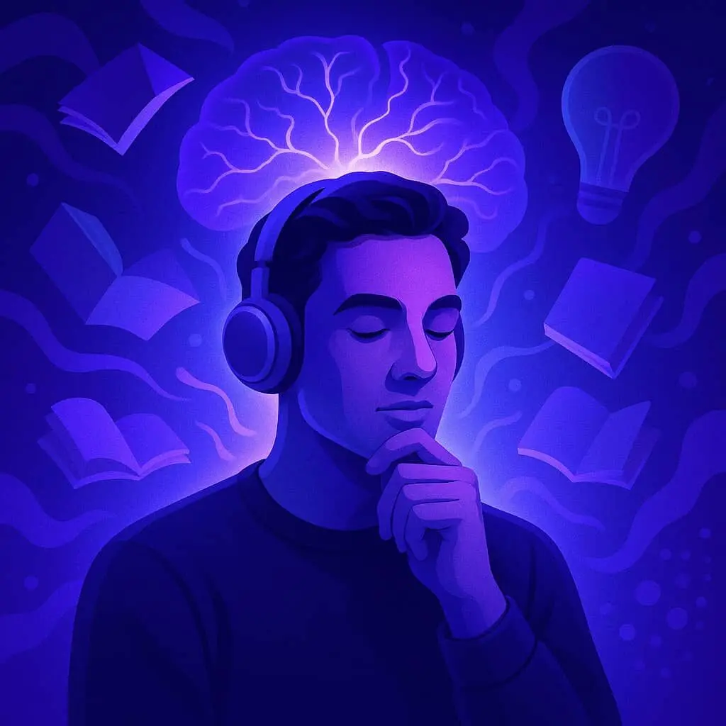 Home 13 a man wearing headphones and holding his chin