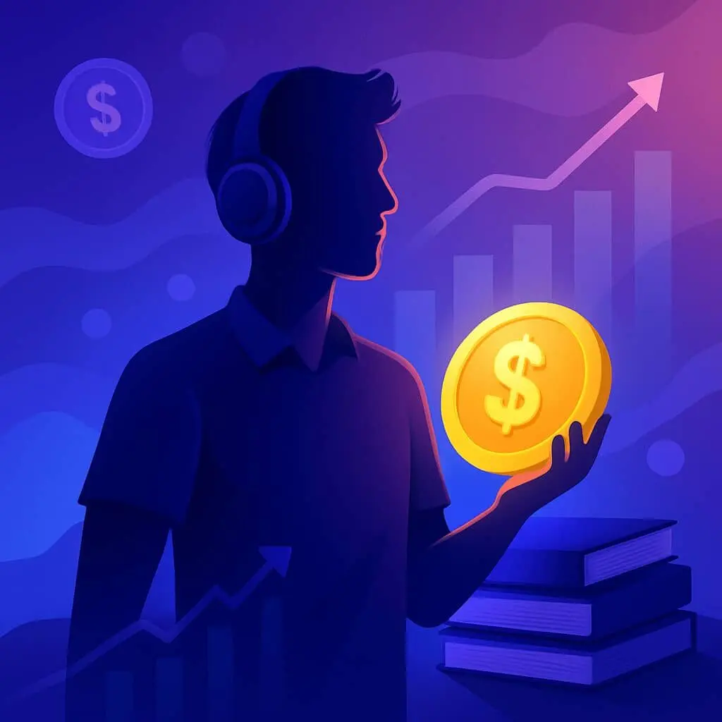 a man holding a coin